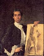 Melendez, Luis Eugenio Portrait of the Artist Holding a Life Study Spain oil painting reproduction